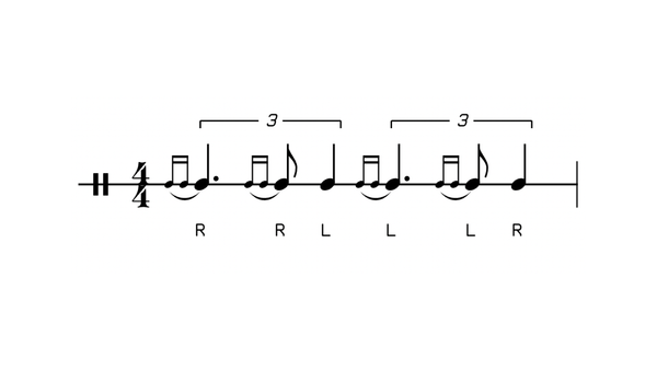 Double Drag drum rudiment notation